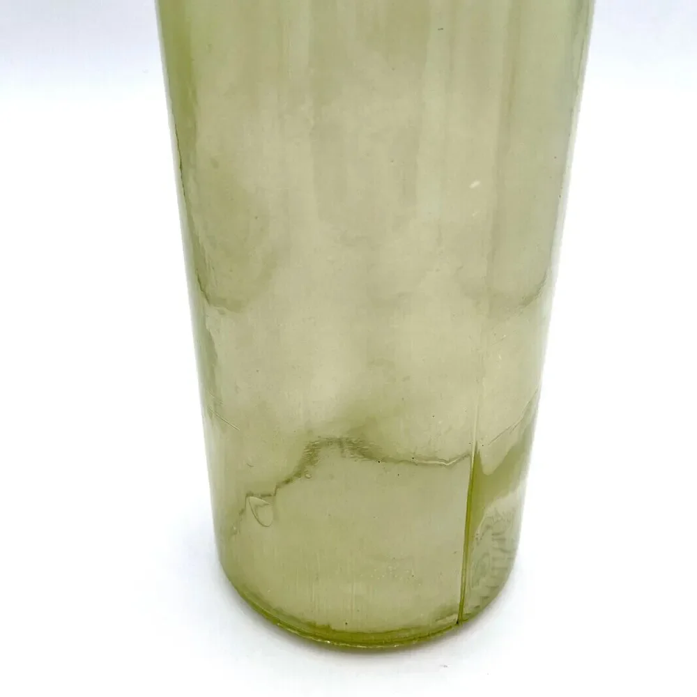 WEST ELM Designer Olive Green Glass Bottle Vase Home Decor Farmhouse Style 11.75